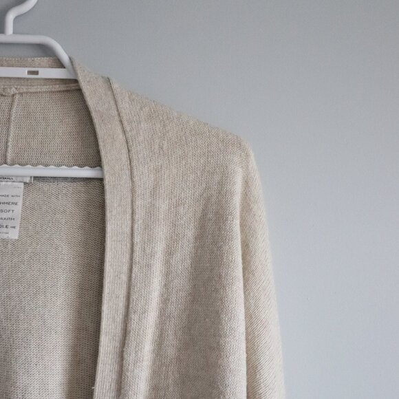 Talula Women's Cream Sz XXS Lenox Cashmere Oversized Open Front Ribbed Cardigan - Picture 5 of 11